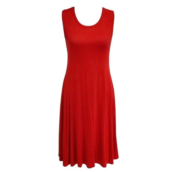 Style & Co Red A-Line Swing Dress Sleeveless Scoop Neck Large Rayon Summer Dress - Picture 4 of 12